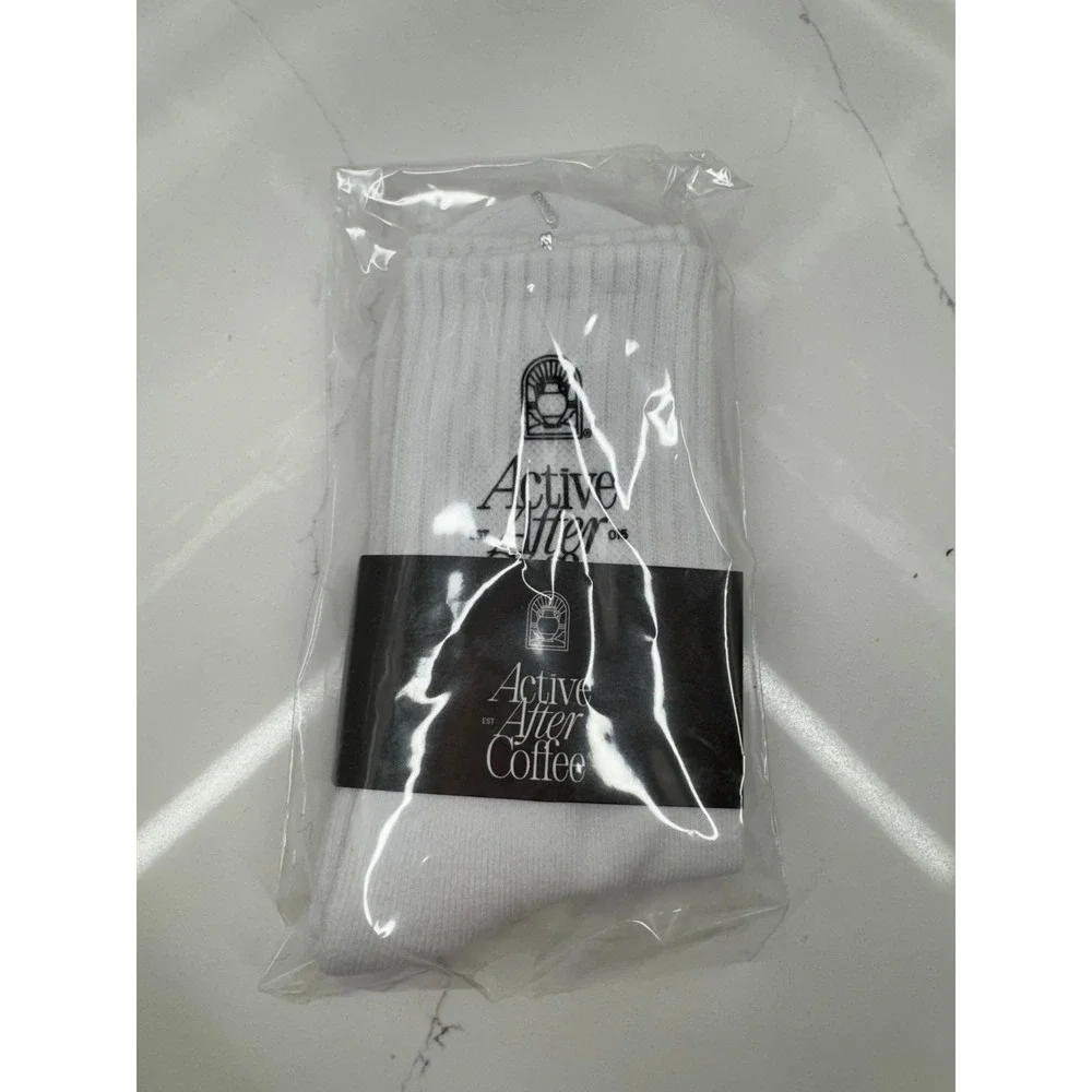 Active After Coffee bright white‎ crew socks